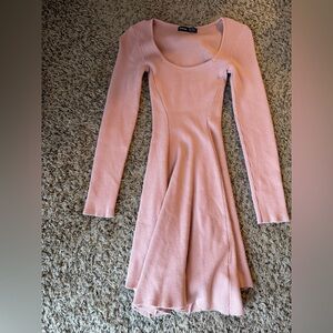 SHEIN Blush Ribbed Knit Long Sleeve Dress (fits like small)